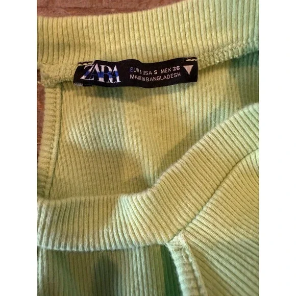 Zara Green Asymmetrical Cutout Ribbed Sleeveless Crop Top Women's‎ Size S - Picture 5 of 8